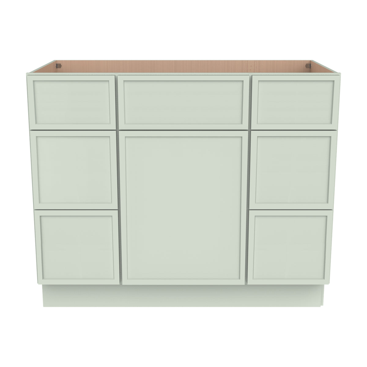 RTA Newtown Solid Wood Vanity Single Sink Base Cabinet With 6 Drawers Jade Green for Bathroom Storage