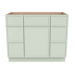 RTA Newtown Solid Wood Vanity Single Sink Base Cabinet With 6 Drawers Jade Green for Bathroom Storage