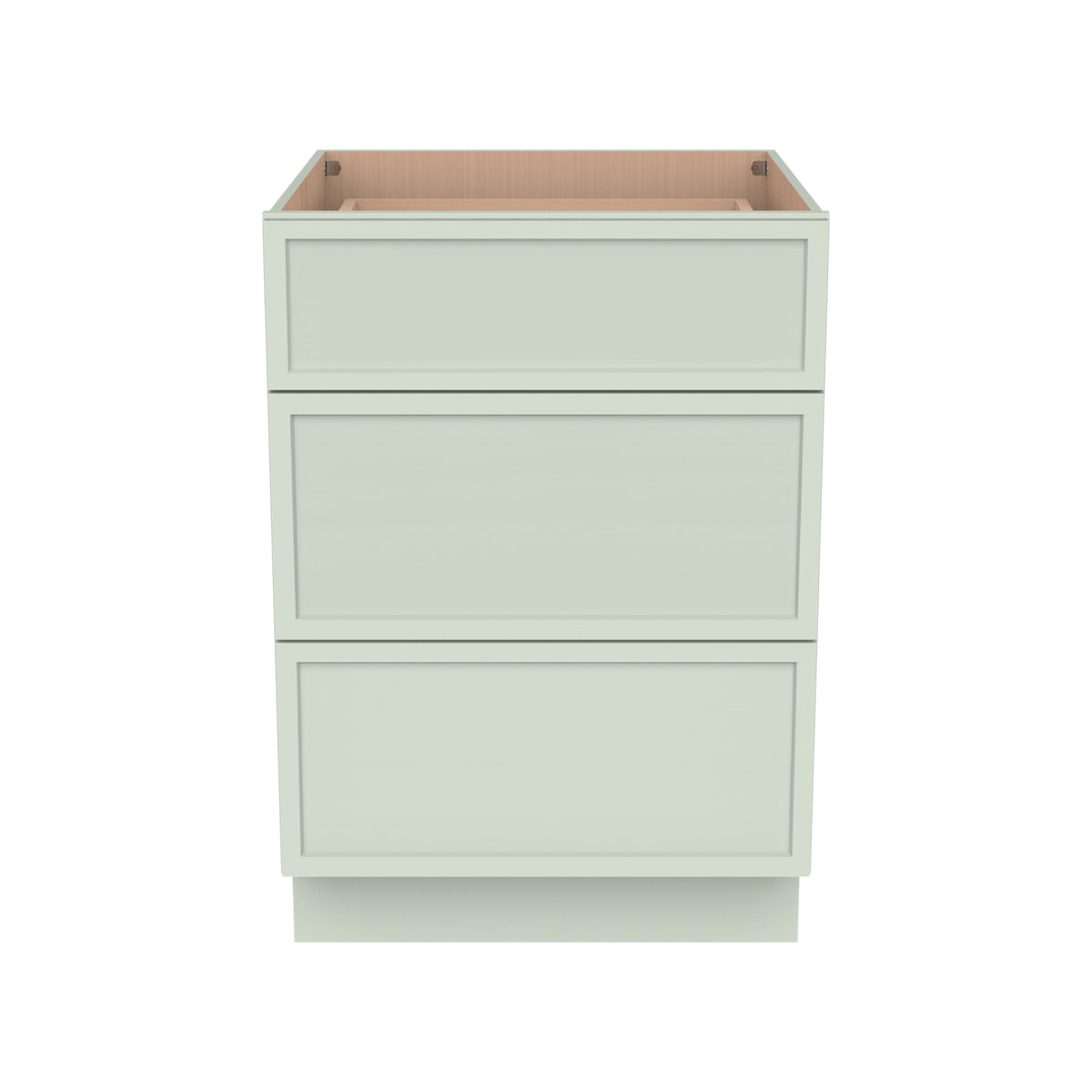 RTA Newtown Solid Wood Vanity Three Drawer Base Cabinet Jade Green for Bathroom Storage