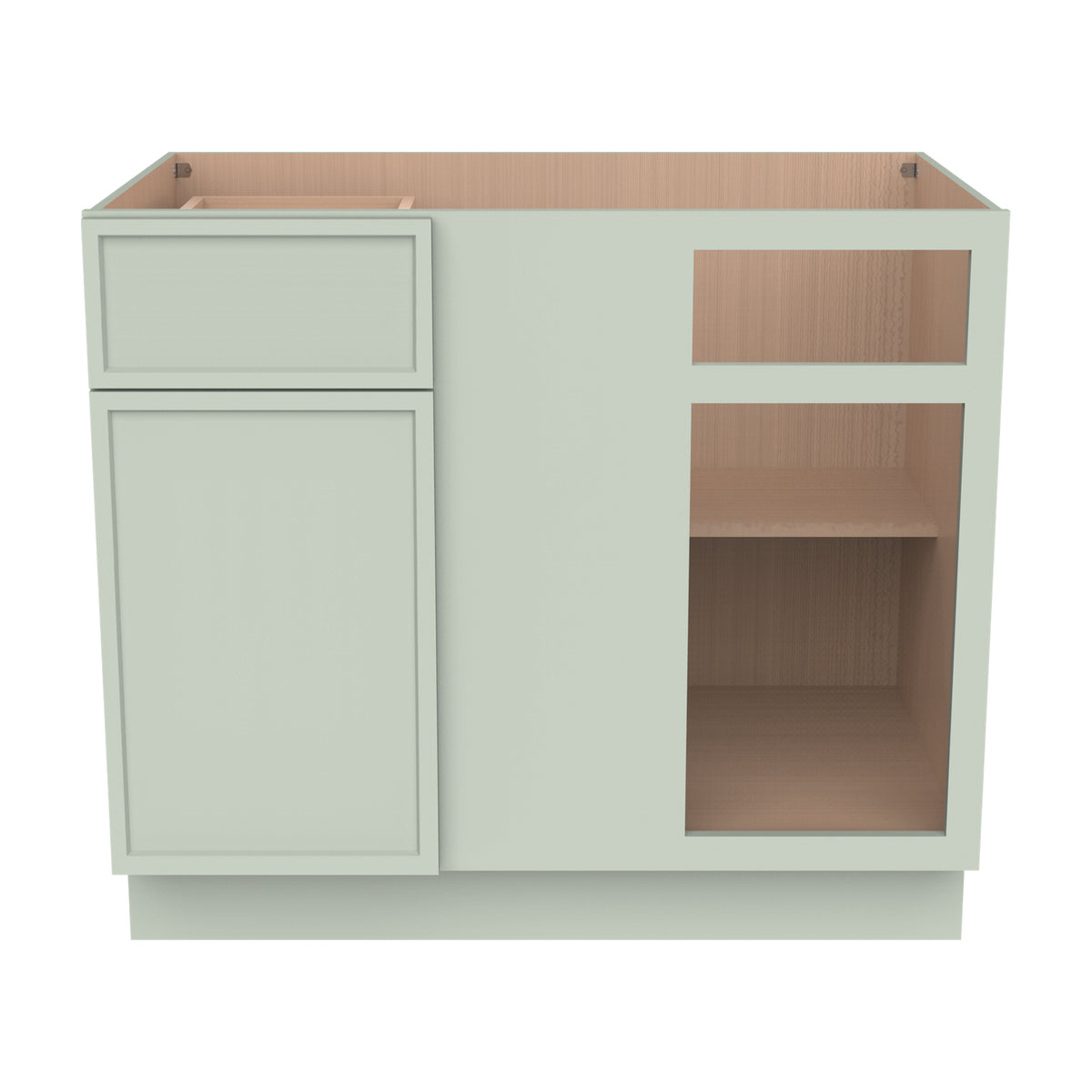 RTA Solid Wood Newtown Base Blind Corner Cabinet Jade Green, 1 Door 1 Drawer 1 Shelf (REQUEST 42" SPACE)