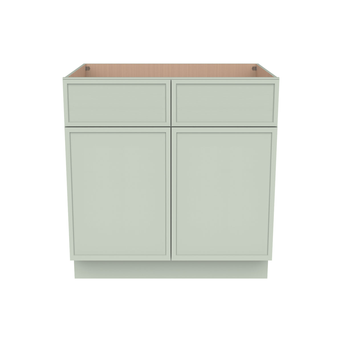 RTA Newtown Solid Wood Sink Base Cabinet Jade Green for Kitchen, 2 Doors 2 Fake Drawer Front