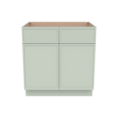 RTA Newtown Solid Wood Sink Base Cabinet Jade Green for Kitchen, 2 Doors 2 Fake Drawer Front