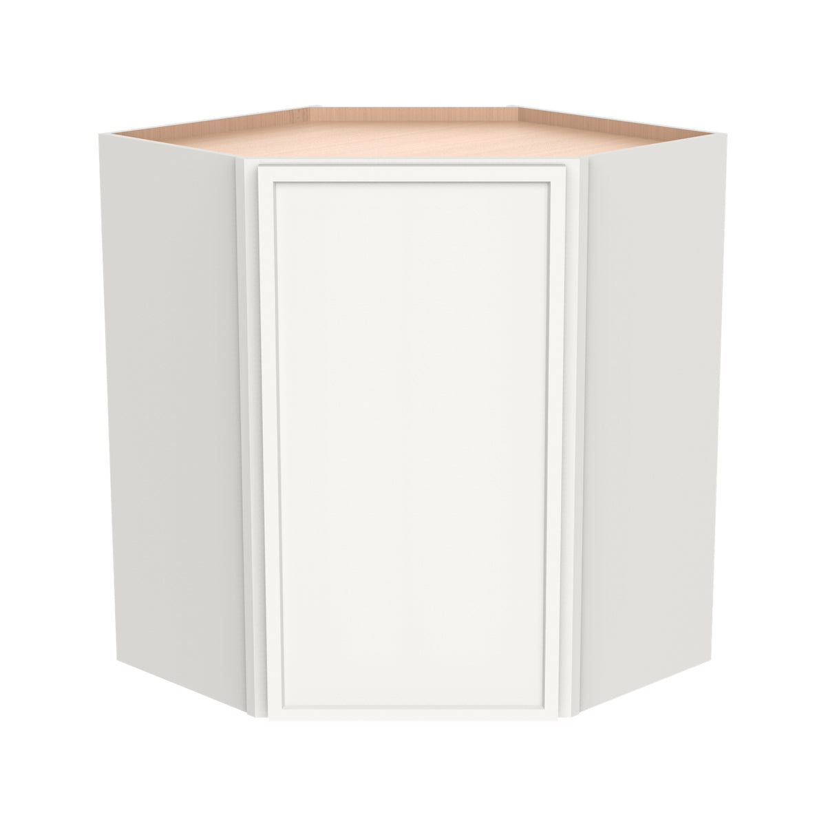 RTA Solid Wood Newtown Wall Diagonal Corner Cabinet Origami White for Kitchen, Bathroom & Laundry Storage, 1 Door 2 Shelves