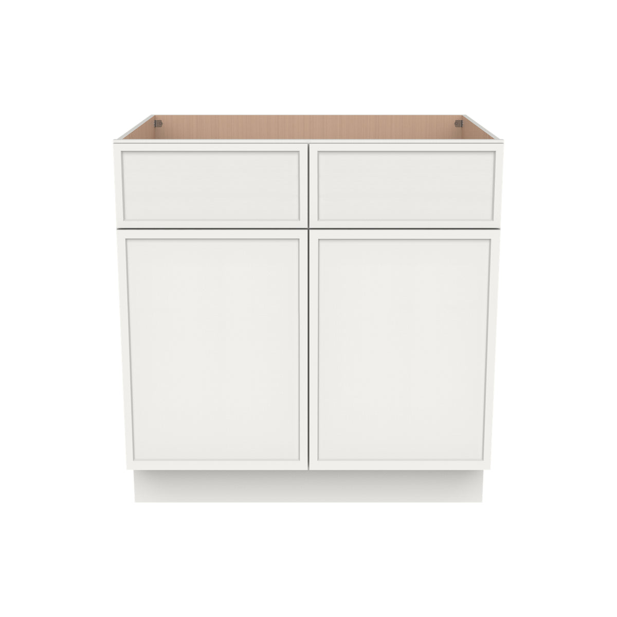 RTA Newtown Solid Wood Sink Base Cabinet Origami White for Kitchen, 2 Doors 2 Fake Drawer Front