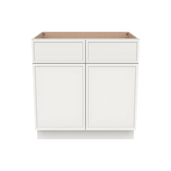 RTA Newtown Solid Wood Sink Base Cabinet Origami White for Kitchen, 2 Doors 2 Fake Drawer Front