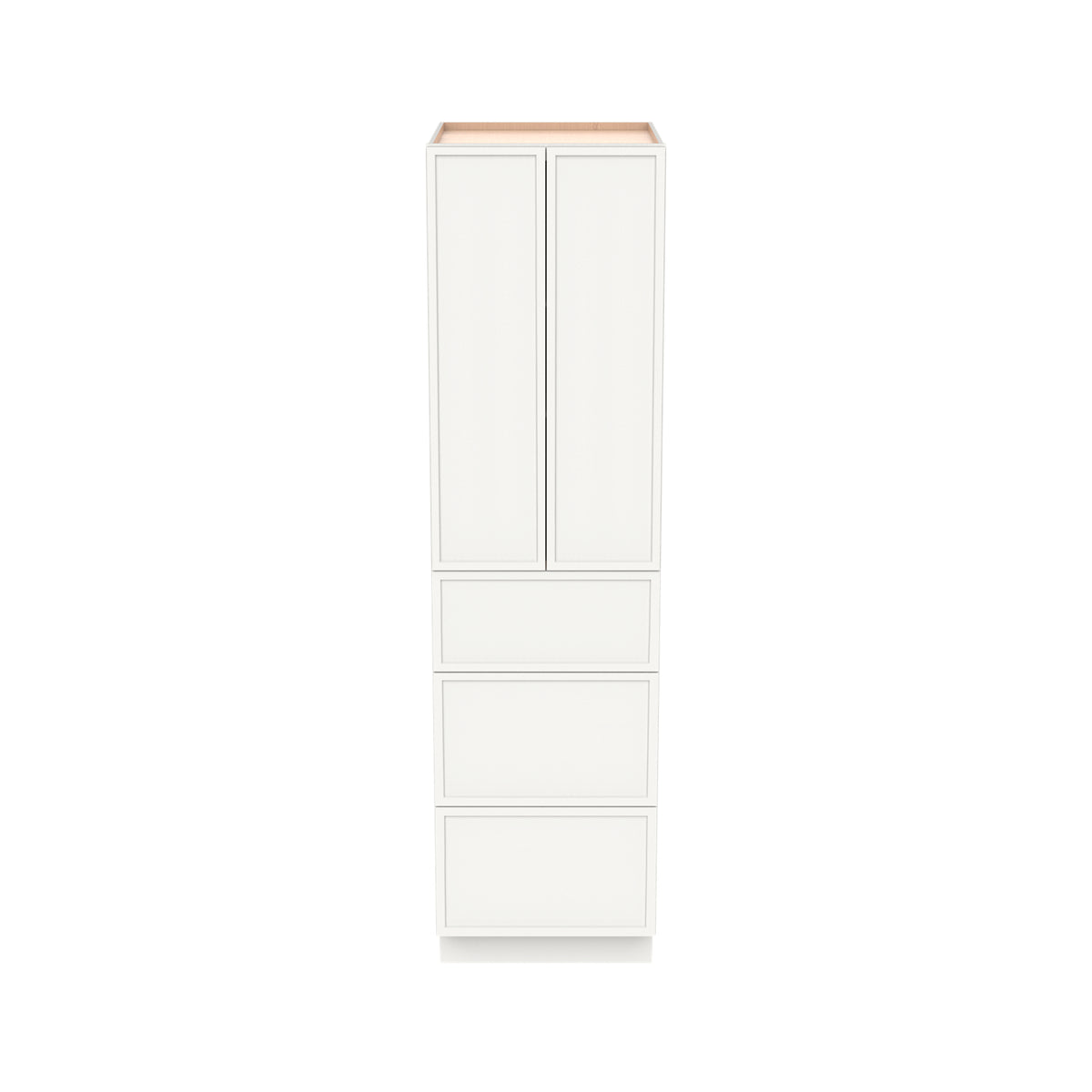 RTA Newtown Solid Wood Wall Pantry with Three Drawers Origami White Cabinet for Kitchen Storage