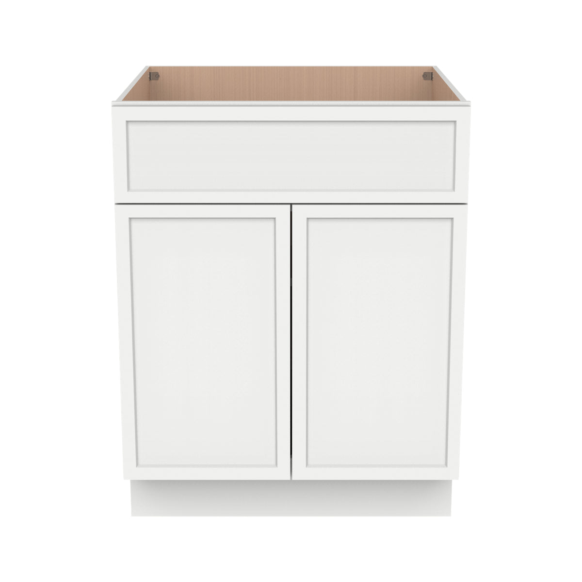 RTA Solid Wood Newtown Sink Base Cabinet Origami White for Kitchen Bathroom Storage with 2 Doors and 1 False Drawer Front