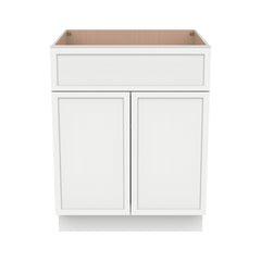 RTA Solid Wood Newtown Sink Base Cabinet Origami White for Kitchen Bathroom Storage with 2 Doors and 1 False Drawer Front