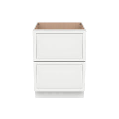 RTA Solid Wood Newtown Two Drawer Base Cabinet Origami White for Kitchen, Bathroom & Laundry storage