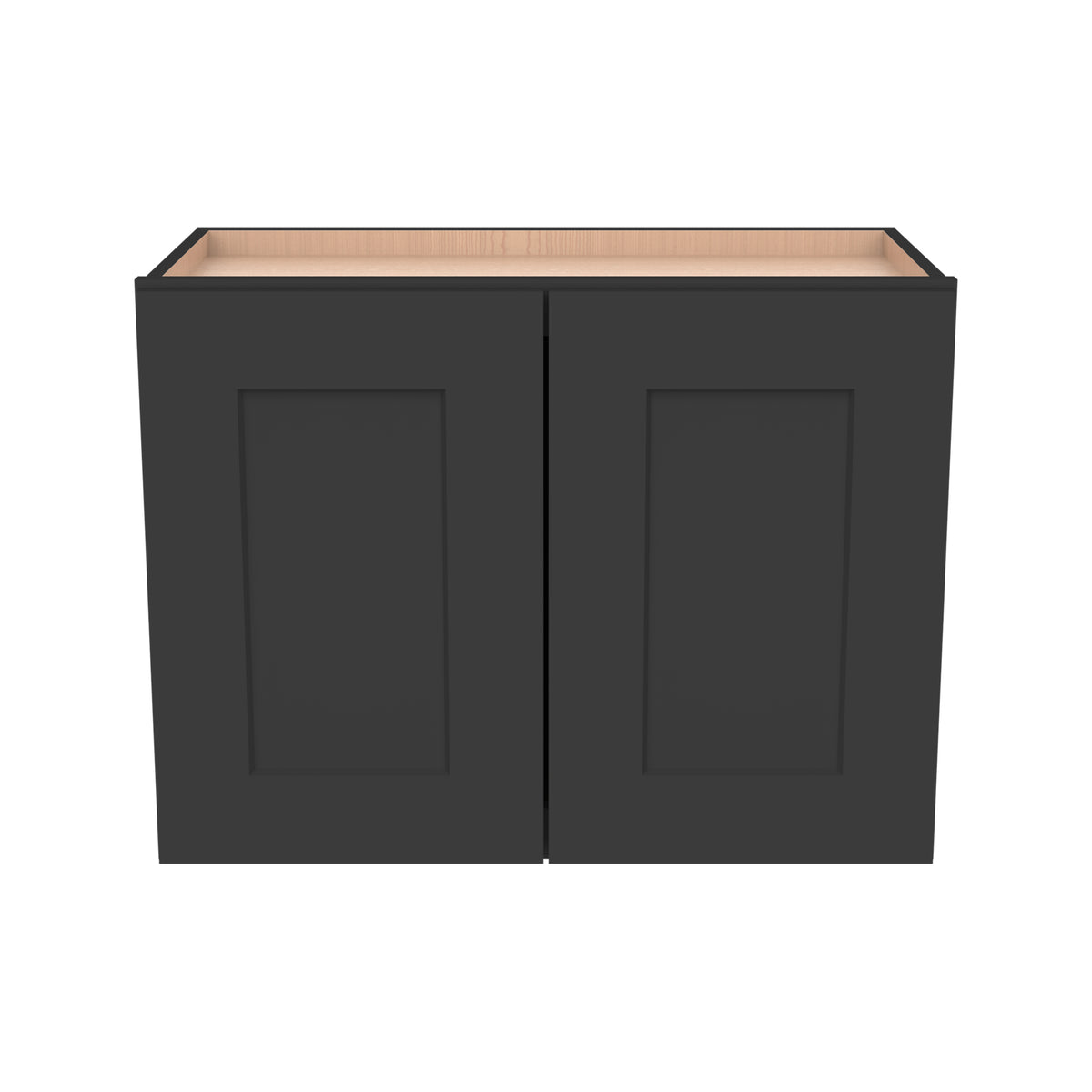 RTA Solid Wood Shaker Double Door Wall Cabinets Charcoal Black for Kitchen Bathroom and Laundry Storage