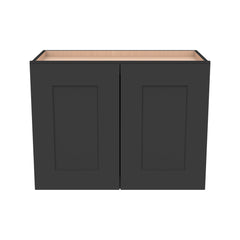 RTA Solid Wood Shaker Double Door Wall Cabinets Charcoal Black for Kitchen Bathroom and Laundry Storage