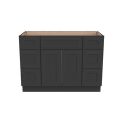 RTA Shaker Solid Wood Vanity Single Sink Bases Cabinet Charcoal Black With Drawers On Both Sides for Bathroom Storage