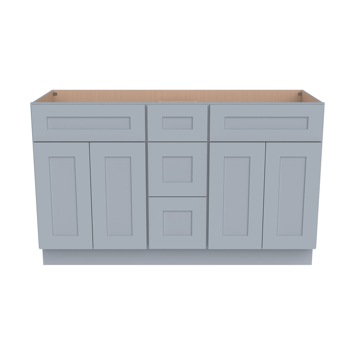 RTA Shaker Gray Solid Wood Vanity Double Sink Bases With Central Drawers for Bathroom storage