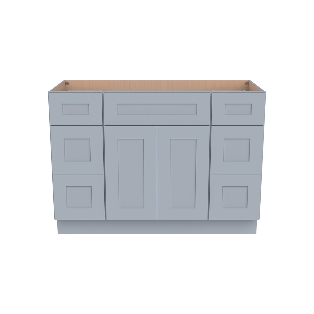 RTA Shaker Solid Wood Vanity Single Sink Bases Cabinet Gray With Drawers On Both Sides for Bathroom Storage