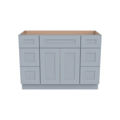 RTA Shaker Solid Wood Vanity Single Sink Bases Cabinet Gray With Drawers On Both Sides for Bathroom Storage