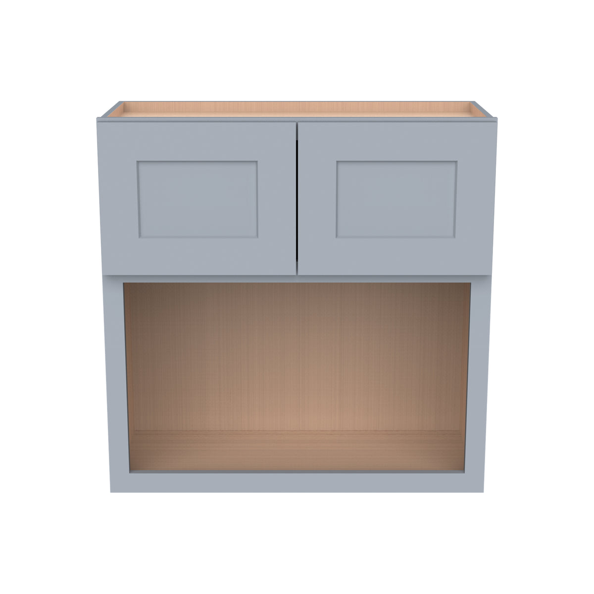 RTA Solid Wood Shaker Wall Cabinet Gray for Kitchen, Bathroom & Laundry Storage, 2 Doors