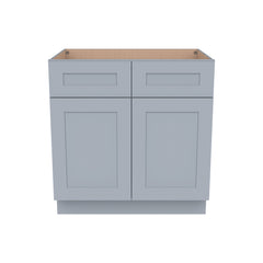 Shaker Gray Solid Wood RTA Sink Base Cabinet for Kitchen, 2 Doors 2 Fake Drawer Front