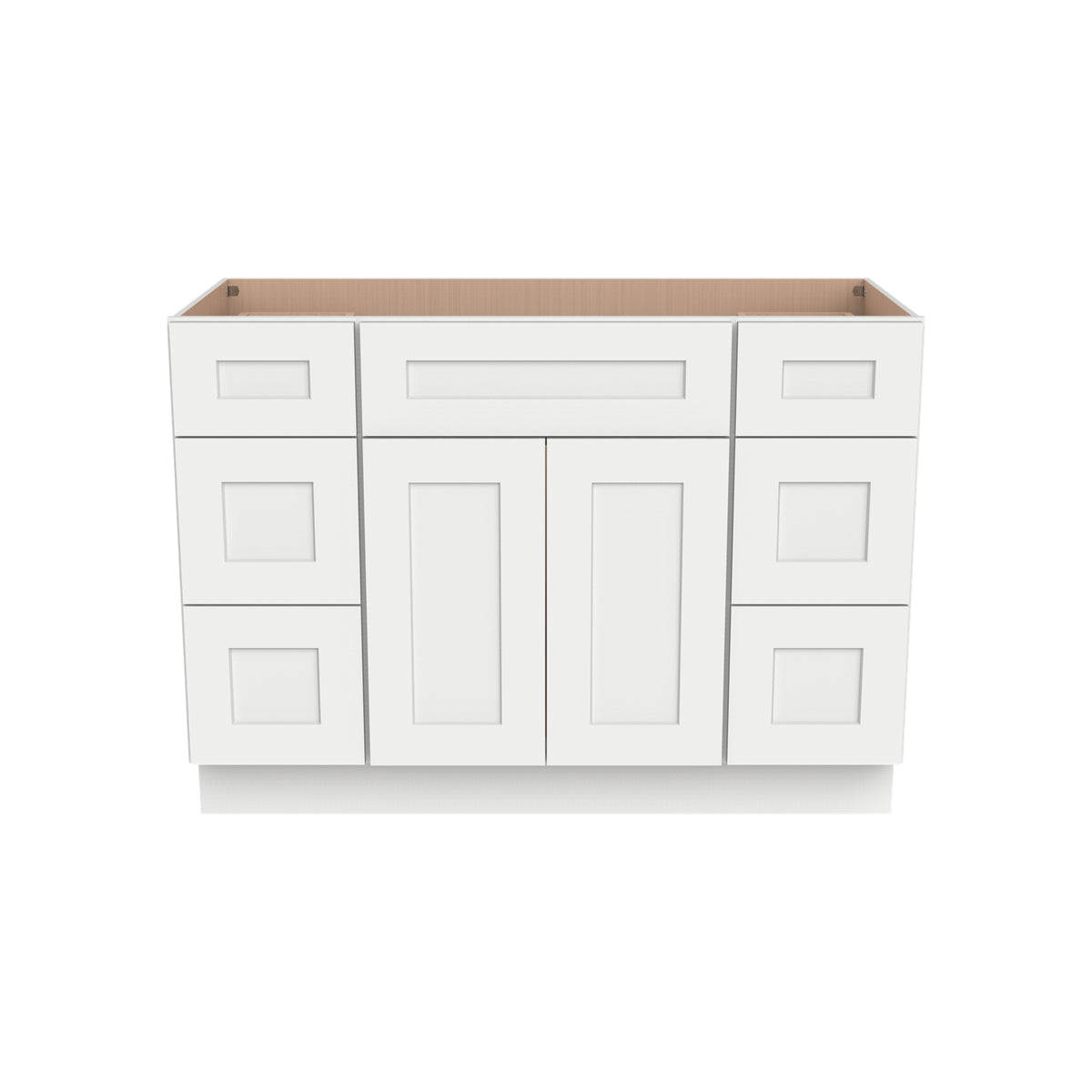 RTA Shaker Solid Wood Vanity Single Sink Bases Cabinet Origami White With Drawers On Both Sides for Bathroom Storage