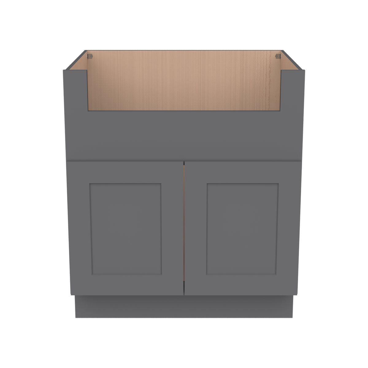 RTA Shaker Solid wood Pebble Gray Farm Sink Base Cabinet (2 Butt Door)