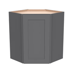 RTA Solid Wood Shaker Diagonal Corner Cabinet Pebble Gray for Kitchen, Bathroom & Laundry Storage, 1 Door 2 Shelves