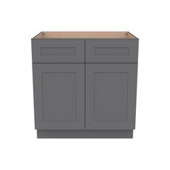 Shaker Pebble Gray Solid Wood RTA Sink Base Cabinet for Kitchen, 2 Doors 2 Fake Drawer Front