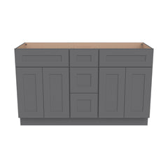 Shaker Pebble Gray Solid Wood RTA Vanity Double Sink Bases With Central Drawers for Bathroom storage