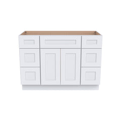 RTA Shaker Solid Wood Vanity Single Sink Bases Cabinet White With Drawers On Both Sides for Bathroom Storage