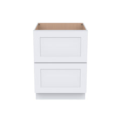 RTA Solid Wood Shaker Two Drawer Base Cabinet White for Kitchen, Bathroom & Laundry storage