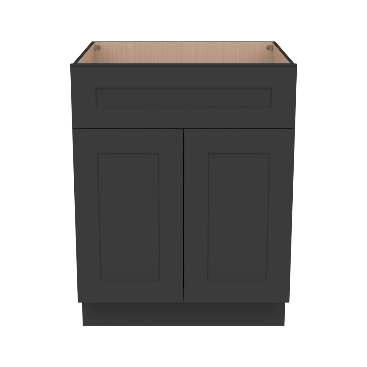 Shaker Solid Wood RTA Vanity Sink Base Cabinet Charcoal Black for Bathroom Storage, 2 Doors 1 False Drawer Front