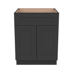 Shaker Solid Wood RTA Vanity Sink Base Cabinet Charcoal Black for Bathroom Storage, 2 Doors 1 False Drawer Front