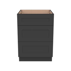 RTA Shaker Solid Wood Vanity Three Drawer Base Cabinet Charcoal Black for Bathroom Storage