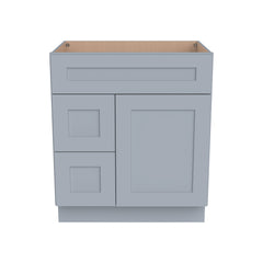 Shaker Gray Solid Wood RTA Vanity Single Sink Base Cabinet for Bathroom Storage, 2 Left Drawers, 1 False Drawer Front