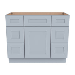 RTA Shaker Solid Wood Vanity Single Sink Base Cabinet Gray With 6 Drawers for Bathroom Storage