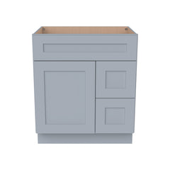 Shaker Gray Solid Wood RTA Vanity Single Sink Base Cabinet for Bathroom Storage, 2 Right Drawers, 1 False Drawer Front