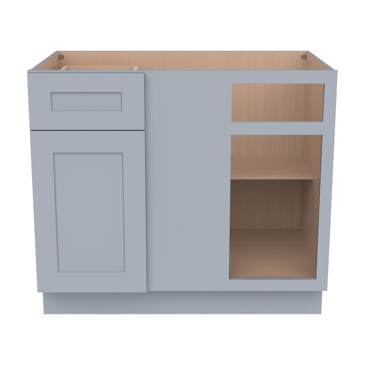 RTA Solid Wood Shaker-Base Blind Corner Cabinet Gray for Kitchen, Bathroom & Laundry storage, 1 Door 1 Drawer 1 Shelf (REQUEST 42" SPACE)