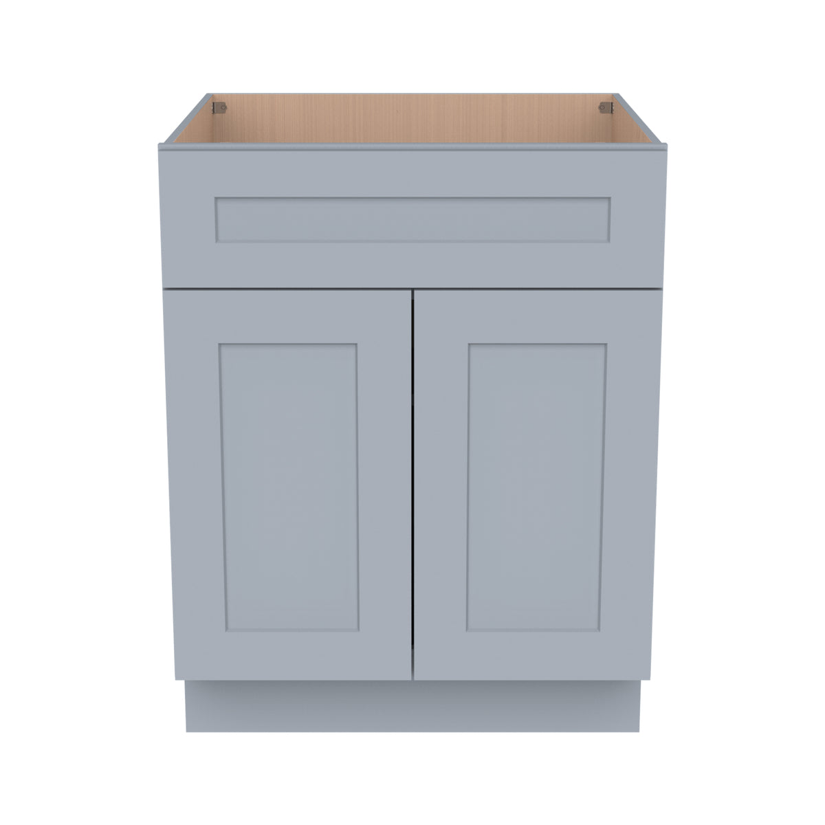 Shaker Vanity Solid Wood RTA Sink Base Cabinet Gray for Bathroom Storage, 2 Doors 1 False Drawer Front