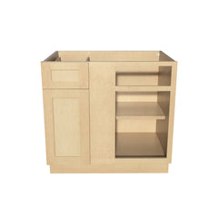 RTA Solid Wood Blind Corner Bases Cabinets - Kitchen, Bathroom, Living Room and Office Shaker Natural Wood