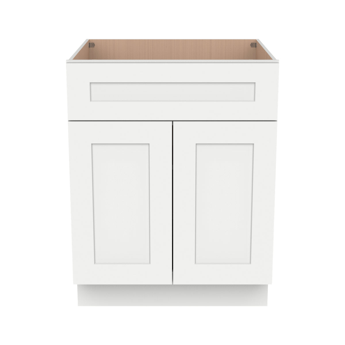 RTA Solid Wood Shaker Sink Base Cabinet Origami White for Kitchen Bathroom Storage with 2 Doors and 1 False Drawer Front