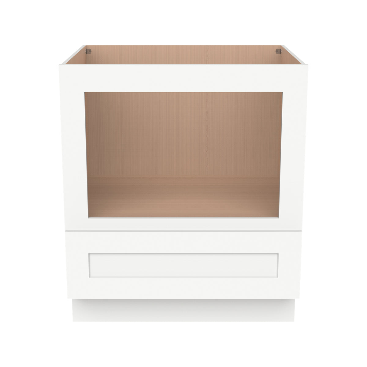 RTA Solid Wood Shaker Microwave Base Cabinet Origami White with 1 Drawer