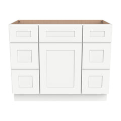 RTA Shaker Solid Wood Vanity Single Sink Base Cabinet Origami White With 6 Drawers for Bathroom Storage