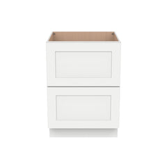 RTA Solid Wood Shaker Two Drawer Base Cabinet Origami White for Kitchen, Bathroom & Laundry storage