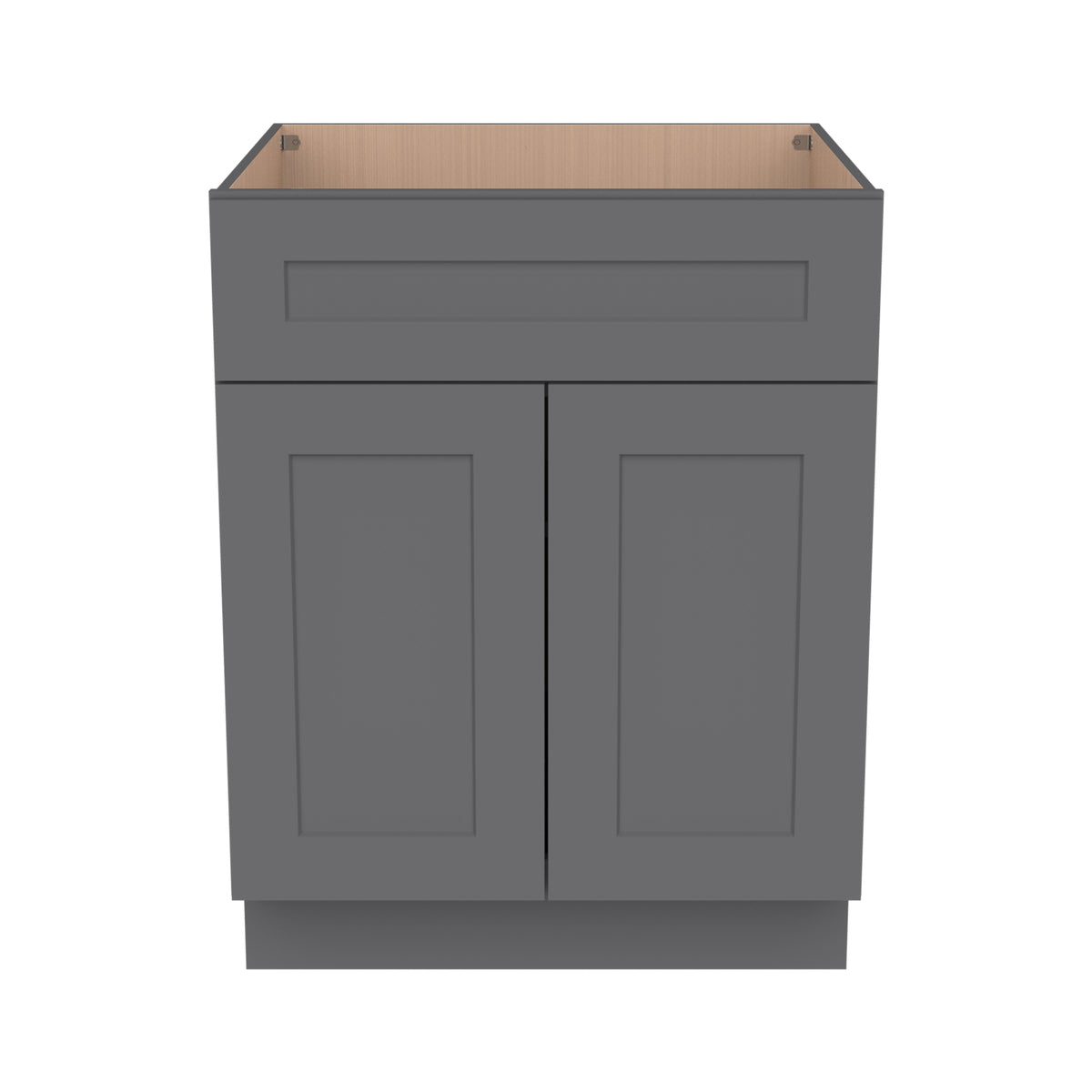 Shaker Solid Wood RTA Vanity Sink Base Cabinet Pebble Gray for Bathroom Storage, 2 Doors 1 False Drawer Front