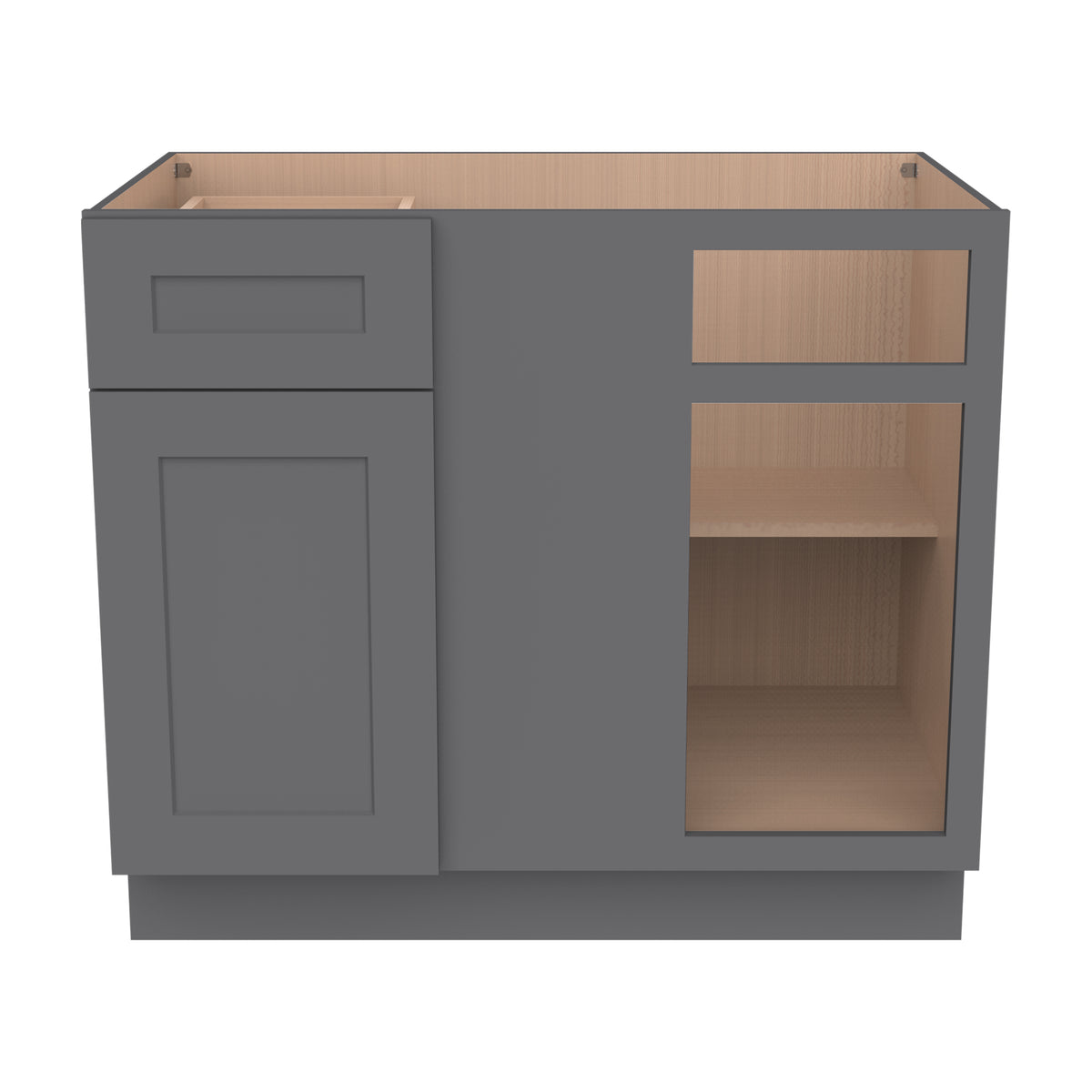 RTA Solid Wood Shaker-Base Blind Corner Cabinet Pebble Gray for Kitchen, Bathroom & Laundry storage, 1 Door 1 Drawer 1 Shelf (REQUEST 42" SPACE)