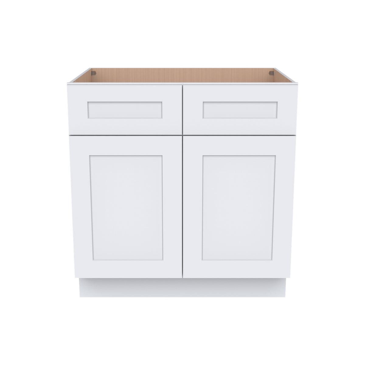 RTA Belmont White Sink Base Cabinet for Kitchen, 2 Doors 2 Fake Drawer Front