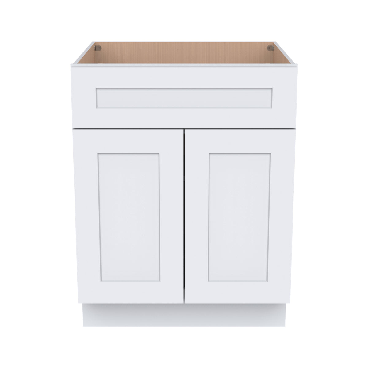 RTA Belmont White Bathroom Vanity Sink Base 2 Doors 1 False Drawer Front