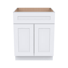 RTA Belmont White Bathroom Vanity Sink Base 2 Doors 1 False Drawer Front