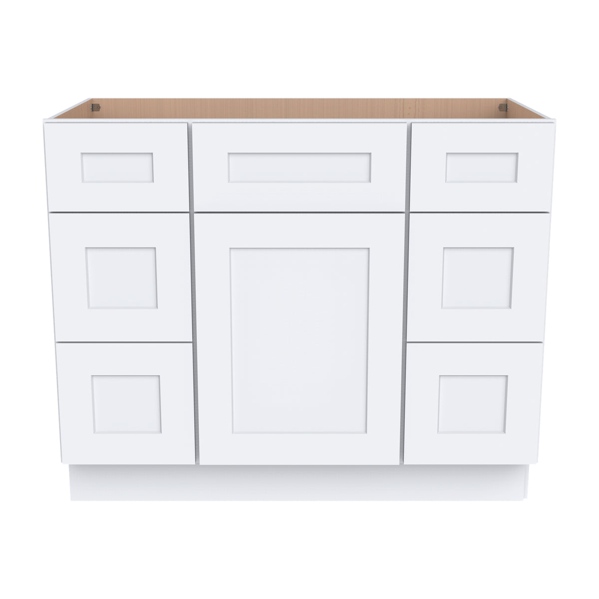 RTA Shaker Solid Wood Vanity Single Sink Base Cabinet White With 6 Drawers for Bathroom Storage