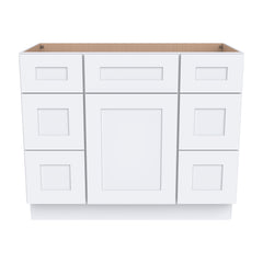 RTA Shaker Solid Wood Vanity Single Sink Base Cabinet White With 6 Drawers for Bathroom Storage