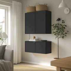 RTA Newtown Solid Wood Wall Cabinet Charcoal Black for Kitchen, Bathroom & Laundry Storage