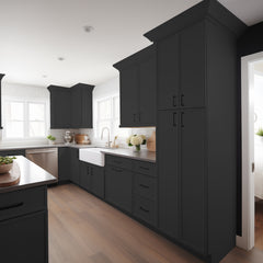 RTA Newtown Charcoal Black Solid Wood Wall Pantry Cabinet for Kitchen Storage